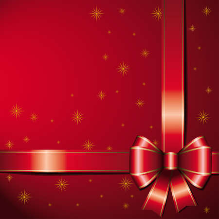 Red bow against red background with stars.のイラスト素材