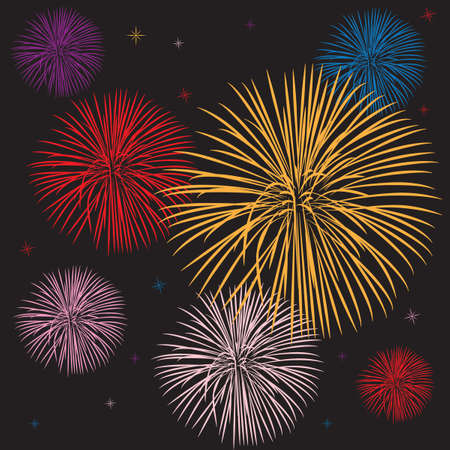 Colorful firework at night background.のイラスト素材