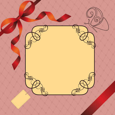 Frame with butterfly and bowのイラスト素材