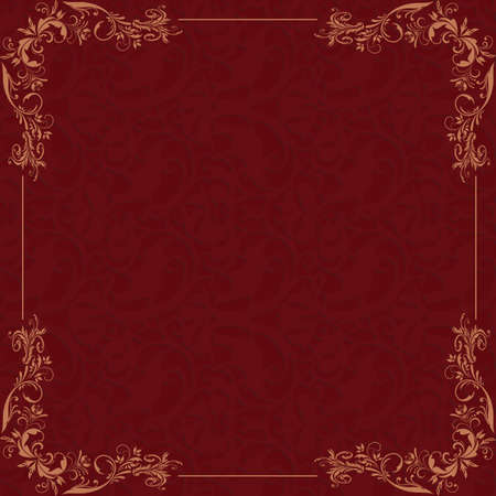 Blank retro frame over dark red patterned backgroundのイラスト素材