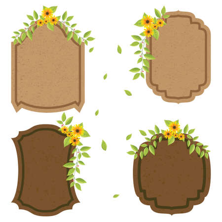 Vintage design with flowers isolated on whiteのイラスト素材