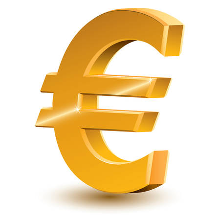 Shiny golden euro sign. Gradients used.のイラスト素材