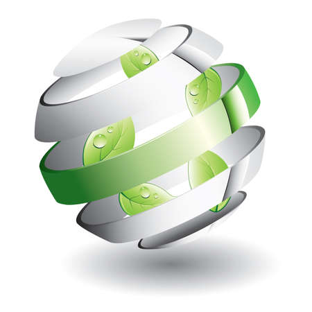 Sphere with green leaves inside.のイラスト素材