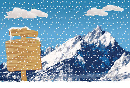 Mountain and board under snowのイラスト素材