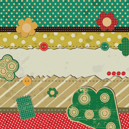 Patchwork retro backgroundl vector with buttonsのイラスト素材
