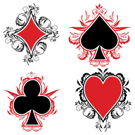 playing card symbols isolated on whiteのイラスト素材