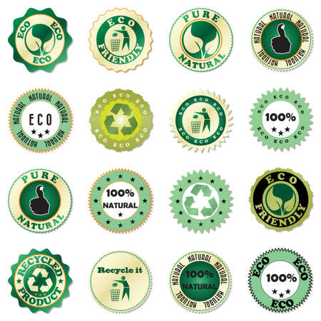 Eco sticker collection isolated on whiteのイラスト素材