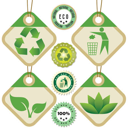 Eco tags and stickers isolated on white.のイラスト素材