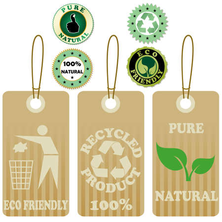 Eco tags and stickers isolated on white.のイラスト素材