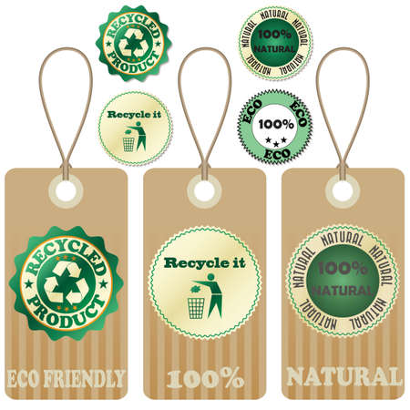 Eco tags and stickers isolated on white.のイラスト素材