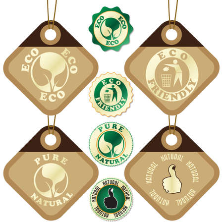Eco tags and stickers isolated on white.のイラスト素材