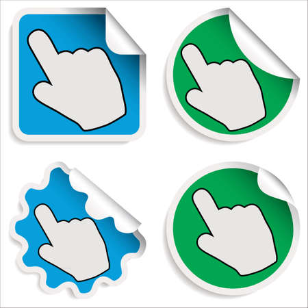 Hand Cursor Stickers isolated on whiteのイラスト素材