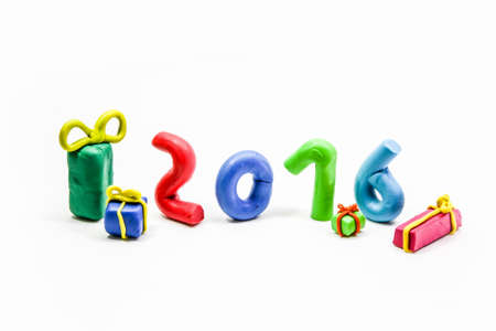 clay mold 2016 on white backgroundの写真素材