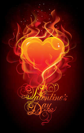 Vector - Heart in Fire. Illustration for designのイラスト素材