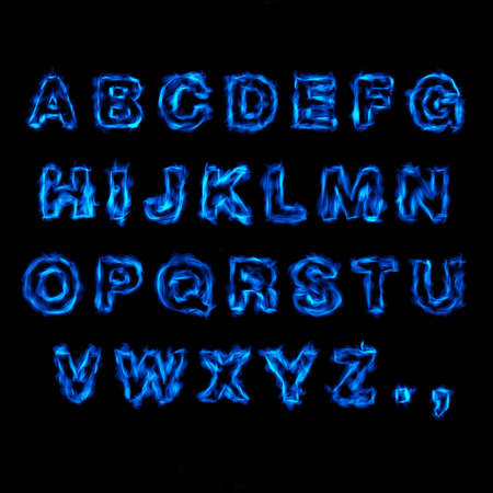 Blue Fire Font の写真素材