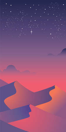 landscap of desert  mountains in evening timeのイラスト素材