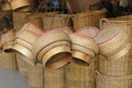 Box bamboo rice, container, container, rice, wisdom in Thailand, made from bamboo.