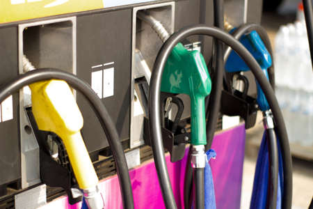 Fuel pistols on fuel station.の写真素材