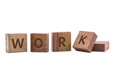 Work word by wooden block letters on white  background, in concept wooden text.の写真素材