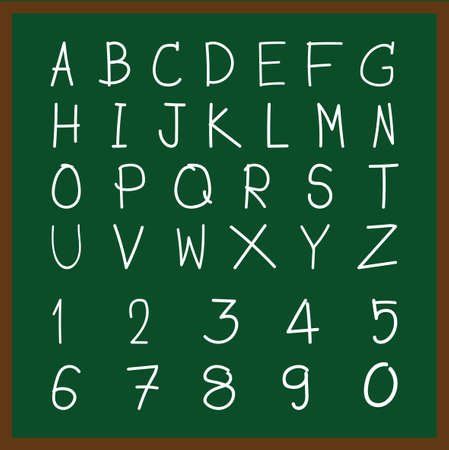 The Roman Alphabet Free hand on green board., school concept.のイラスト素材