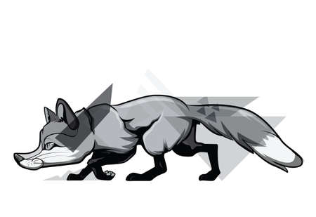 Ambush fox Art tattoo., concept.