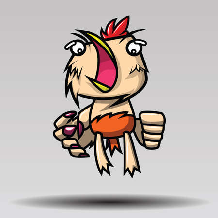 angry chicken cartoon character.のイラスト素材