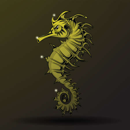 Hand drawn sea horse style for tattoo.のイラスト素材