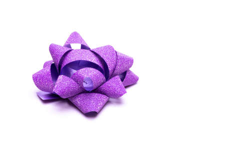violet bow on a white background