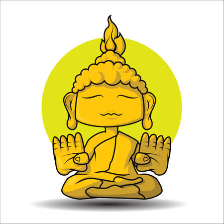Cute Buddha statue cartoon.のイラスト素材