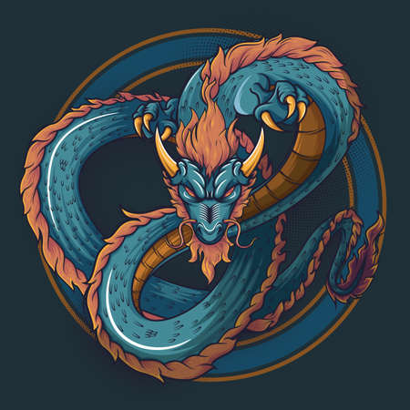 Works of art Chinese dragon vactorのイラスト素材