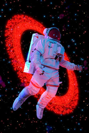 Astronaut in outer space. 3d rendering.の写真素材