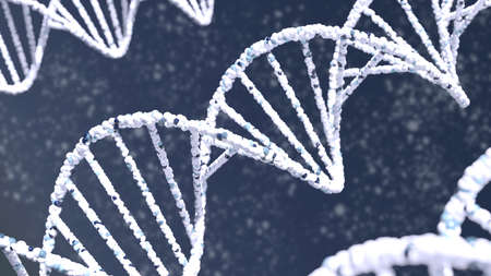 DNA Close up on Blue background., 3D rendering.の写真素材