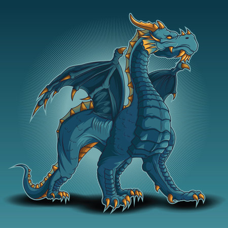 Blue dragon, Ice dragon vector illustrationsのイラスト素材
