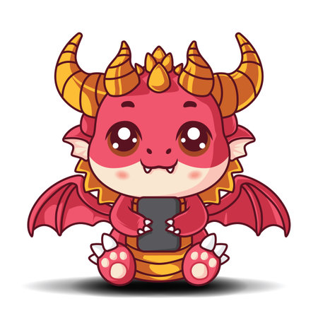 cute cartoon shibi chinese dragon character.のイラスト素材