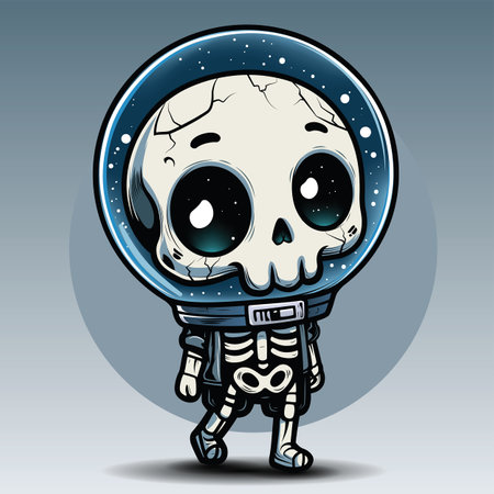 skeleton in space suite cartoonのイラスト素材