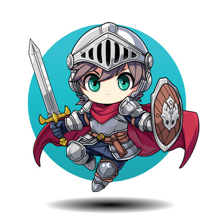 Cute Vector cartoon Knight Chibi Style.のイラスト素材