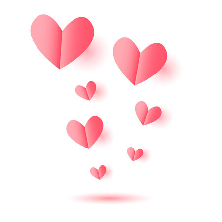 Valentine's day background with paper hearts. Vector illustration.のイラスト素材