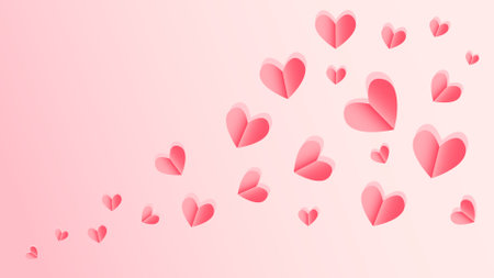 Pink paper hearts confetti on pink background. Valentine's day concept. Vector illustration.のイラスト素材