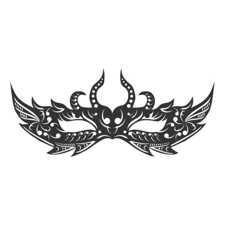 Black and white carnival mask isolated on white background. Vector illustration.のイラスト素材