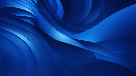 Blue abstract background with wavy lines. AI generated illustration.の素材