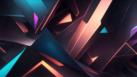Abstract 3d chaotic polygonal shapes. Sci-fi background.の素材