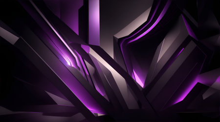 3D abstract geometric shape in violet color. Futuristic background design.の素材