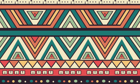 Seamless geometric pattern. Ethnic ornament on the carpet. Tribal motif. Vector illustration for web design or print.のイラスト素材