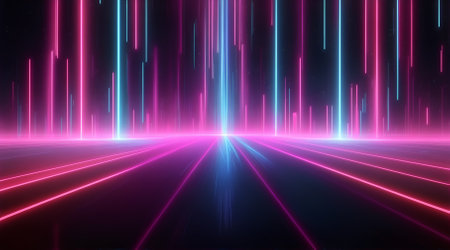 abstract neon lights background. Glowing neon lines.の素材