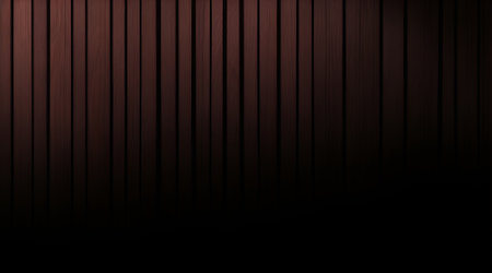 Background of dark brown wooden wall with vertical stripes. 3d illustration.の素材