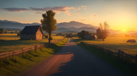 Sunset in the countrysideの素材