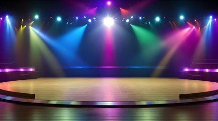 Stage spotlights with different color stage lights, stage backgroundの素材