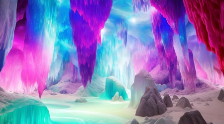 Fantasy alien planet. Mountain and lake. 3D illustration.の素材