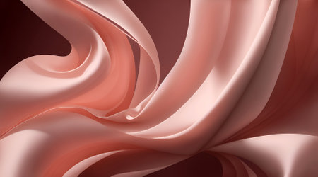 Closeup of rippled pink satin fabric texture background.の素材