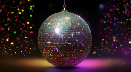 disco ball and multicolored bokeh lightsの素材